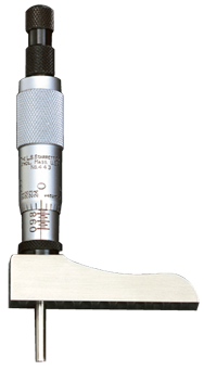 #443Z9RL - 0 - 9'' Measuring Range - Ratchet Thimble - Depth Micrometer with Half Base - Exact Tool & Supply