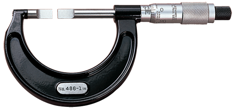 #486P-5 - 4 - 5'' Measuring Range - .001 Graduation - Ratchet Thimble - High Speed Steel Face - Blade Micrometer - Exact Tool & Supply