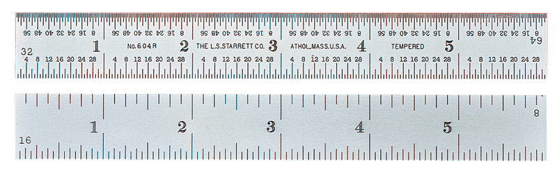 #C604R-6 - 6'' Long - 4R Graduation - 3/4'' Wide - Spring Tempered Chrome Scale - Exact Tool & Supply