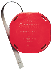 .30mm Thickness - 25ft Blade Length - Steel Feeler Stock Roll in Rewind Dispenser - #666M-30 - Exact Tool & Supply