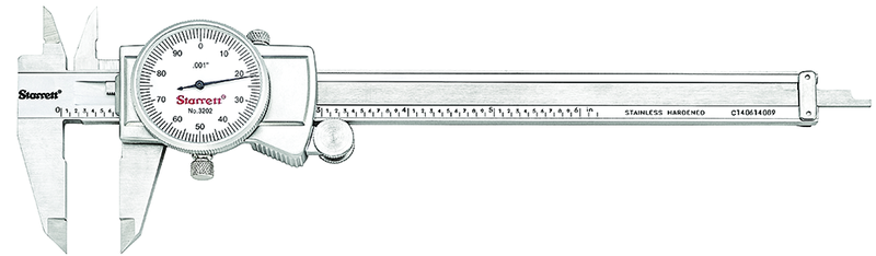 #3202-6 -  0 - 6" Stainless Steel Dial Caliper with .001" Graduation - Exact Tool & Supply