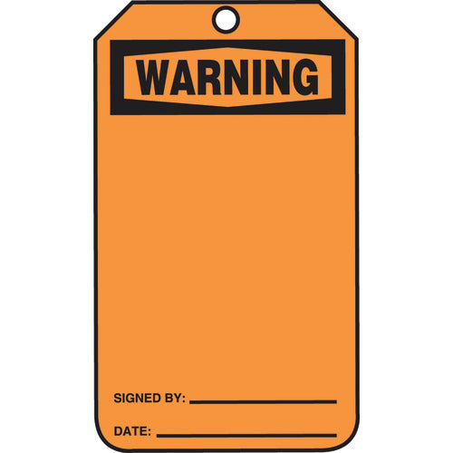 Safety Tag, Warning (Blank), 25/Pk, Cardstock - Exact Tool & Supply