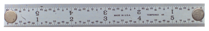 #402-048MG - 48'' Long - 4R Graduation - 1-1/4'' Wide - Rigid Magnet Rule - Exact Tool & Supply