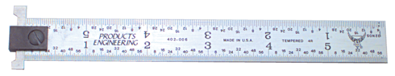 #402-H12 - 12'' Long - 4R Graduation - 1'' Wide - Hook Rule - Exact Tool & Supply