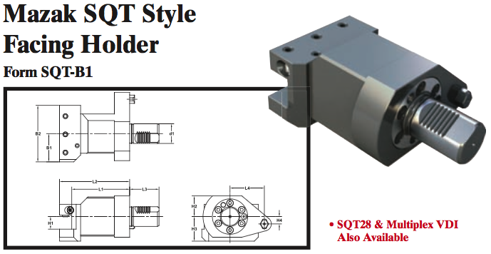 Mazak SQT Style Facing Holder (Form SQT-B1) - Part #: SQT21.1525 - Exact Tool & Supply