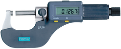 0 - 1"/0 - 25mm Measuring Range - .00005"/.001mm Resolution - Friction Thimble - Carbide Face - Electronic Coolant Proof Outside Micrometer with SPC - Exact Tool & Supply