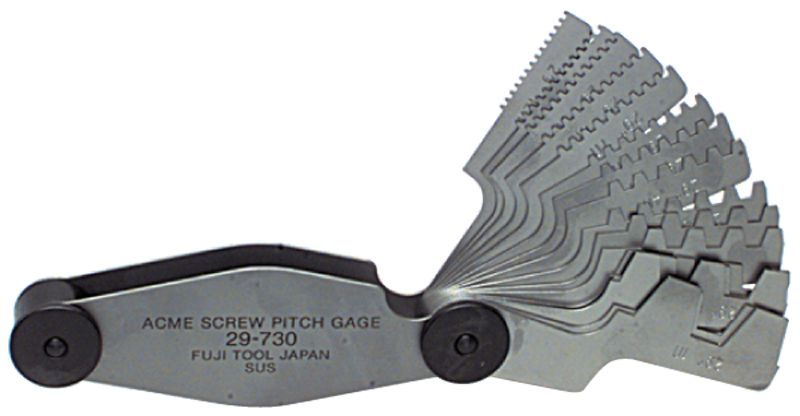 #615-6327 - 16 Leaves - Metric Pitch - Acme Screw Thread Gage - Exact Tool & Supply