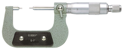 0 - 1'' Measuring Range - .0001 Graduation - Ratchet Thimble - Carbide Face - Spline Micrometer - Exact Tool & Supply
