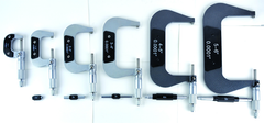 0 - 6'' Measuring Range - .0001 Graduation - Ratchet Thimble - Carbide Face - Outside Micrometer Set - Exact Tool & Supply