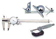 Kit Contains: 0-1" Outside Ratchet Micrometer; 6" Dial Caliper; 4 Piece 12" 4R Combination Square - 6 Piece Layout & Inspection Kit - Exact Tool & Supply