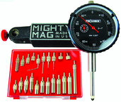 Kit Contains: 1" Procheck Indicator; Mighty Mag Base; And 22 Piece Contact Point Kit - Economy Indicator/Magnetic Base Set - Exact Tool & Supply
