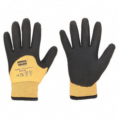 Size 8M Gloves-Cold Grip Plus 5 Hi-Viz orange shell, black foam PVC 3/4 coating. ANSI Level 4 cut protection - Exact Tool & Supply