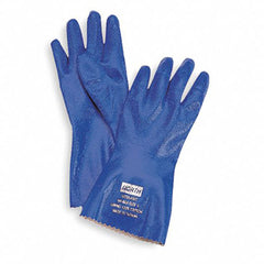‎Size 9-Nitri-Knit - dipped nitrile glove - interlock knitted liner - 12″ (30cm) - rough grip - blue. 12 pairs per bag, 12 bags per case. - Exact Tool & Supply
