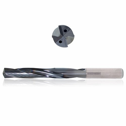 0.204 mm Dia. × 6 mm Shank × 108 mm Flute Length × 150 mm OAL, 16xD, 135°, Sistral, 2 Flute, Coolant Thru, h6, Cylindrical, Solid Carbide Drill