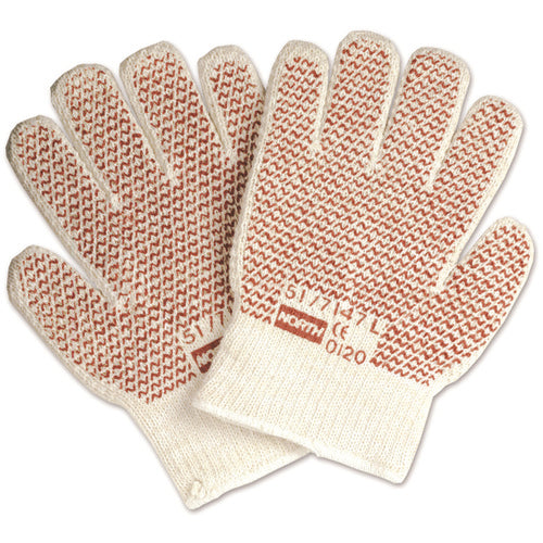 Size Men's Universal Gloves-Grip N - ambidextrous knit Hot Mill glove - 7 gauge inner & outer - knit wrist - brown nitrile N-Tread coating on both sides - resistant to 400 degree F - size: men's universal - 12 pairs per bag, 6 bags per case. - Exact Tool & Supply
