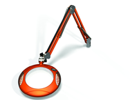 Green-Lite® 7-1/2" Brilliant Orange Round LED Magnifier; 43" Reach; Table Edge Clamp - Exact Tool & Supply