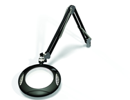 Green-Lite® 7-1/2" Black Round LED Magnifier; 43" Reach; Table Edge Clamp - Exact Tool & Supply