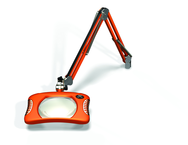 Green-Lite® 7" x 5-1/4"Brilliant Orange Rectangular LED Magnifier; 43" Reach; Table Edge Clamp - Exact Tool & Supply