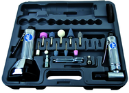 #2060 - Pneumatic Cut-Off Tool & Right Angle Grinder Kit - Includes: 1) each: Angle Die Grinder with collets; 3" Cut-Off Tool; Air Fitting (3) Cut-Off Wheels; (10) Mounted Points; (3) Spanner Wrenches; and Case - Exact Tool & Supply