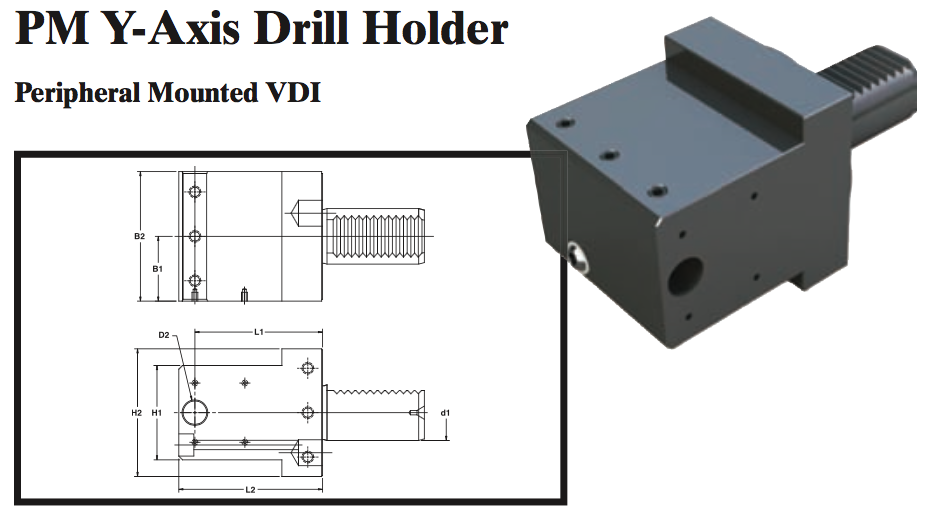 PM Y-Axis Drill Holder (Peripheral Mounted VDI) - Part #: PM59.4012D - Exact Tool & Supply