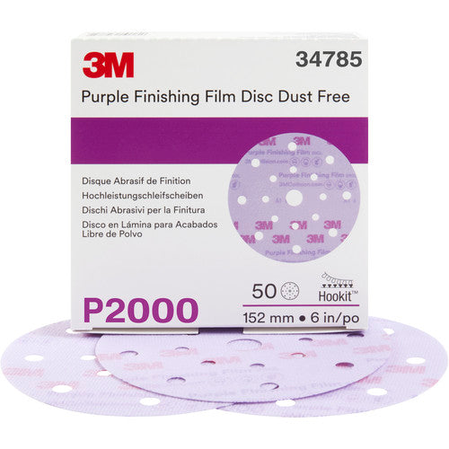 3M Hookit Finishing Film Disc Dust-Free 34785 6″ 17 Hole P2000 - Exact Tool & Supply