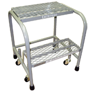 Model 1000; 3 Steps; 20 x 26'' Base Size - Steel Mobile Platform Ladder - Exact Tool & Supply