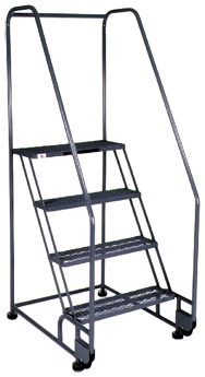 Model 3TR26; 3 Steps; 28 x 30'' Base Size - Tilt-N-Roll Ladder - Exact Tool & Supply