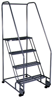 Model 4TR26E4; 4 Steps; 28 x 47'' Base Size - Tilt-N-Roll Ladder - Exact Tool & Supply
