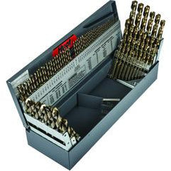 115 Pc. 3 in 1 (1/16" - 1/2" by 64ths / A-Z / 1-60) Cobalt Bronze Oxide Jobber Drill Set - Exact Tool & Supply