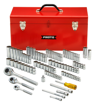 Proto® 1/4", 3/8", & 1/2" Drive 101 Piece Socket Set- 6, 8, & 12 Point w/ Box J9975R - Exact Tool & Supply