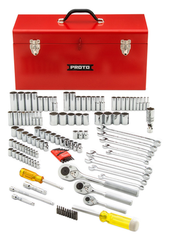 Proto® 1/4", 3/8" & 1/2" Drive 125 Piece Socket Set- 6, 8 & 12 Point w/ box J9975R - Exact Tool & Supply