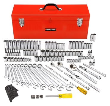 Proto® 1/4", 3/8" & 1/2" Drive 148 Piece Socket Set- 6 & 12 Point w/Box J9969R - Exact Tool & Supply