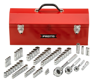 Proto® 1/4", 3/8", & 1/2" Drive 81 Piece Socket Set- 6 & 12 Point w/ Box J9971R - Exact Tool & Supply