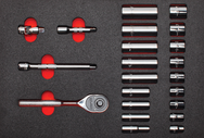 Proto® Foamed  3/8" Drive 22 Piece Socket Set w/ Classic Pear Head Ratchet - Full Polish - 12 Point - Exact Tool & Supply