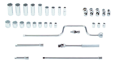 Proto® 3/8" Drive 33 Piece Socket, Combination Set - 12 and 8 Point - Exact Tool & Supply