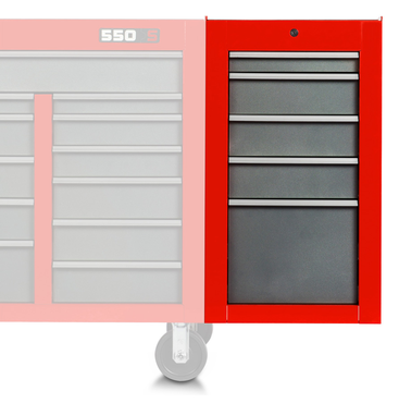 Proto® 550S Side Cabinet - 5 Drawer, Gloss Black - Exact Tool & Supply