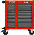 Proto® 550S 34" Roller Cabinet with Removable Lock Bar- 8 Drawer- Safety Red & Gray - Exact Tool & Supply