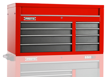 Proto® 550S 50" Top Chest - 8 Drawer, Safety Red and Gray - Exact Tool & Supply