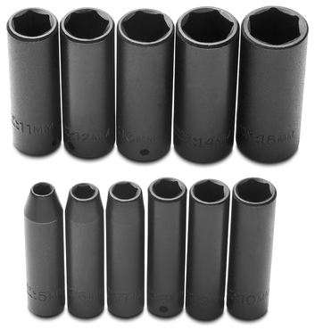 Proto® 1/4" Drive 11 Piece Metric Deep Impact Socket Set - 6 Point - Exact Tool & Supply