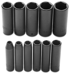 Proto® 1/4" Drive 11 Piece Metric Deep Impact Socket Set - 6 Point - Exact Tool & Supply