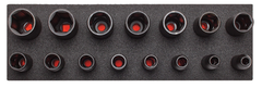 Proto® Foamed 1/2" Drive 15 Piece Deep Impact Socket Set - Black Oxide - 6 Point - Exact Tool & Supply