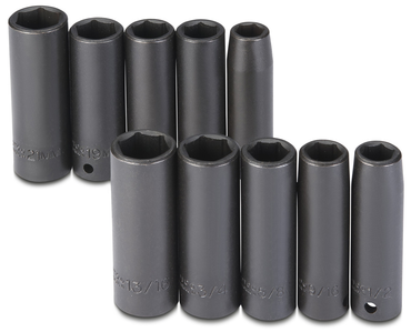 Proto® 1/2" Drive 10 Piece Fractional & Metric Impact Socket Set - 6 Point - Exact Tool & Supply