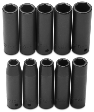 Proto® 1/2" Drive 10 Piece Metric Deep Impact Socket Set - 6 Point - Exact Tool & Supply