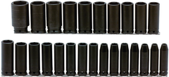 Proto® 1/2" Drive 25 Piece Metric Deep Impact Socket Set - 6 Point - Exact Tool & Supply