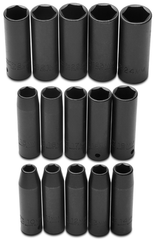 Proto® 1/2" Drive 15 Piece Impact Metric Thin Wall Socket Set - 6 Point - Exact Tool & Supply