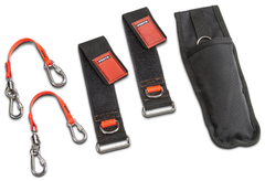 Proto® Tethering D-Ring Pouch Set with One Pocket, Retractable Lanyard, and D-Ring Wrist Strap System with (2) JWS-DR and (2) JLANWR6LB - Exact Tool & Supply