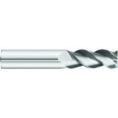 1 x 1 x 2-1/2 x 5 OAL Square 3 Flute Carbide End Mill for Aluminum - Round Shank- Uncoated - Exact Tool & Supply