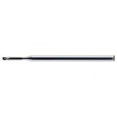 .085 x 1/8 x .127 LOC x 2-1/2 OAL (.425'' Reach) 3 Flute Miniature Solid Carbide Ball Nose End Mill-AlTiN - Exact Tool & Supply