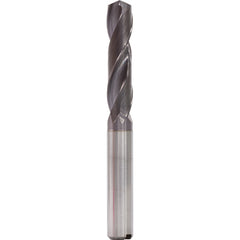2.8 mm Dia. × 4 mm Shank × 20 mm Flute Length × 55 mm OAL, 3xD, 140°, TiAlN, 2 Flute, Internal, Round Solid Carbide Drill - Exact Tool & Supply