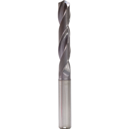 9.2 mm Dia. × 10 mm Shank × 61 mm Flute Length × 103 mm OAL, 5xD, 140°, TiAlN, 2 Flute, Internal, Round Solid Carbide Drill - Exact Tool & Supply